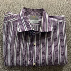 Thomas Dean Purple Gray White Large Shirt